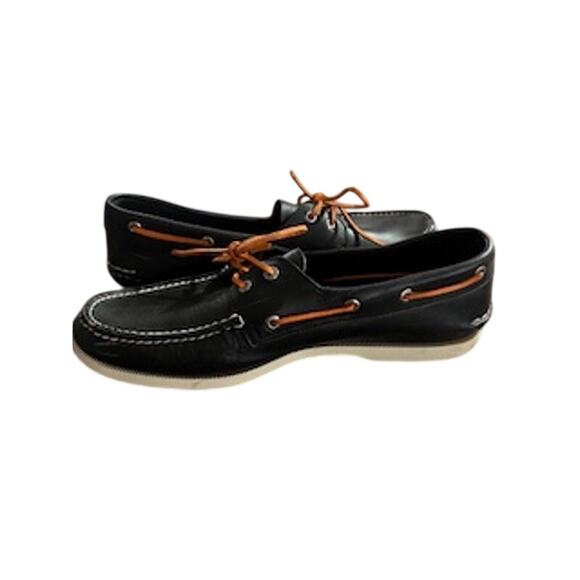 Sperry Men\'s 11.5M Black Top-Sider Boat Shoes w/Orange Laces main image 4